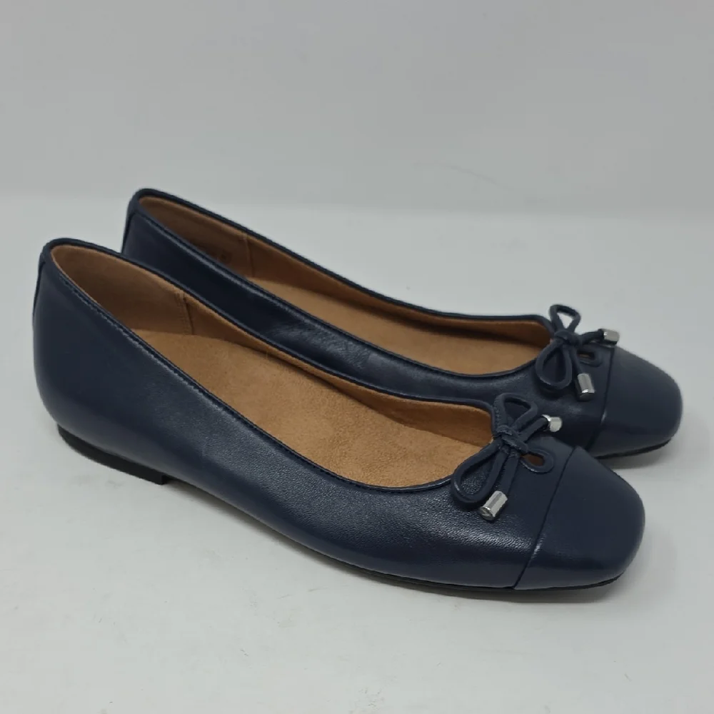 Vionic Klara Navy Blue Leather Flats Size 6.5